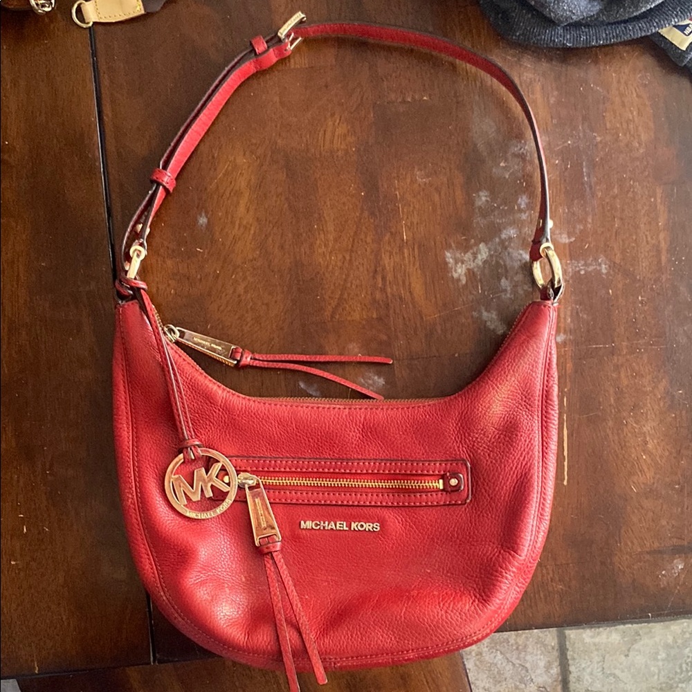 Michael Kors Red Leather Shoulder Bag